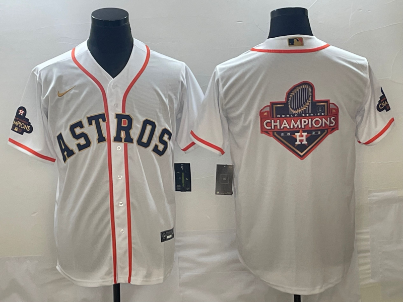 Men's Houston Astros White 2023 Gold Collection Jersey